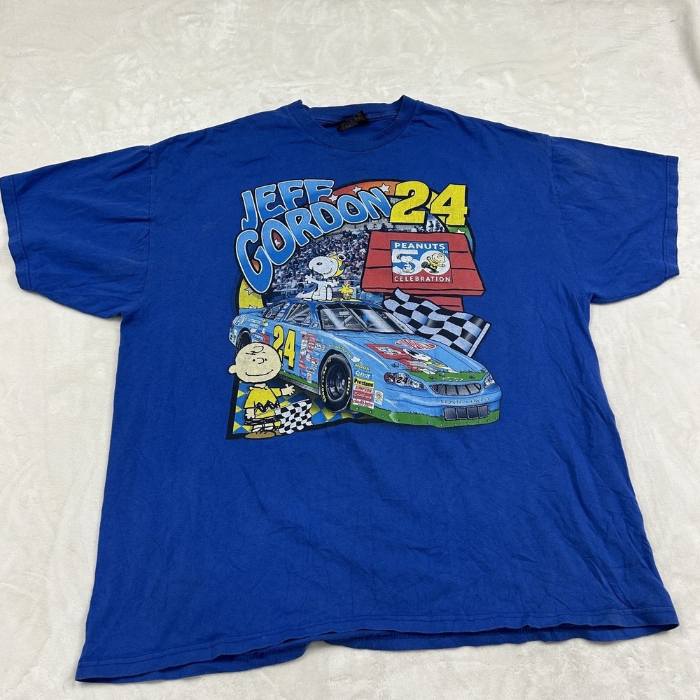 Chase Authentics Jeff Gordon T-Shirt Mens XL Blue Peanuts 50th Anniversary 24